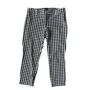 J CREW Winnie Blue White Gingham Plaid Ankle Pants Size 10